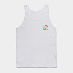 Sakura Floral Japanese Kanji Colourful White Tank Top